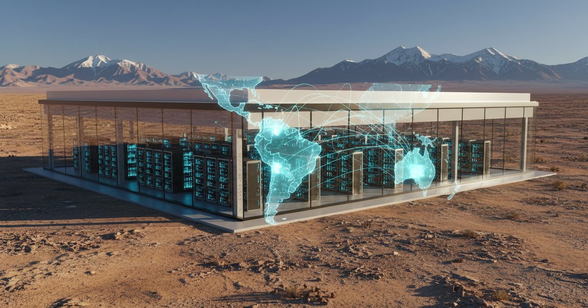 Representación de Latam-GPT, el modelo de inteligencia artificial de América Latina, con una supercomputadora regional en el norte de Chile